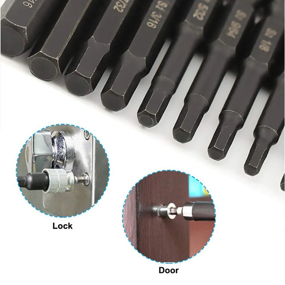 Hex Key Allen Bit Set Quick Change Connect Impact Driver Power Drill Inch Long