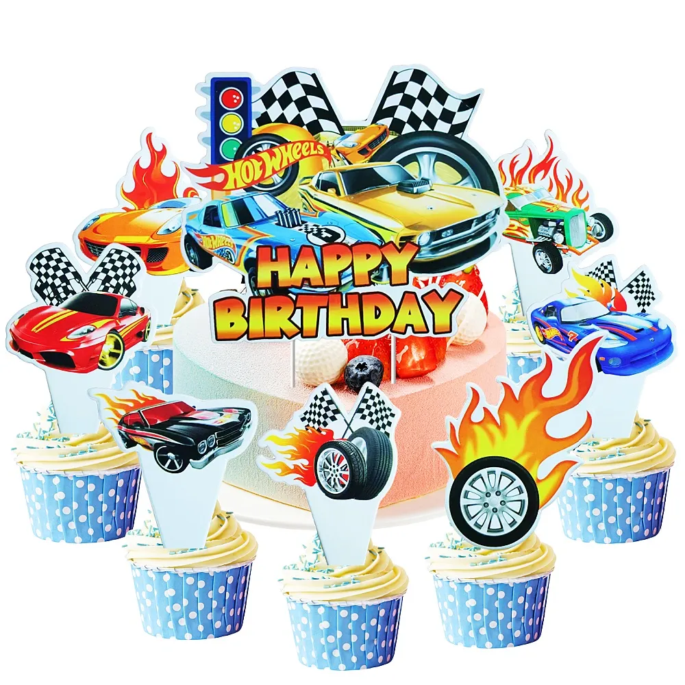DHgate.com:Hot Wheels Themed Party Kit - 25pcs Car Cake Toppers & Cupcake Decorations for Birthdays and Baby Showers:Home & Garden for Free Printable Hot Wheels Cupcake Toppers