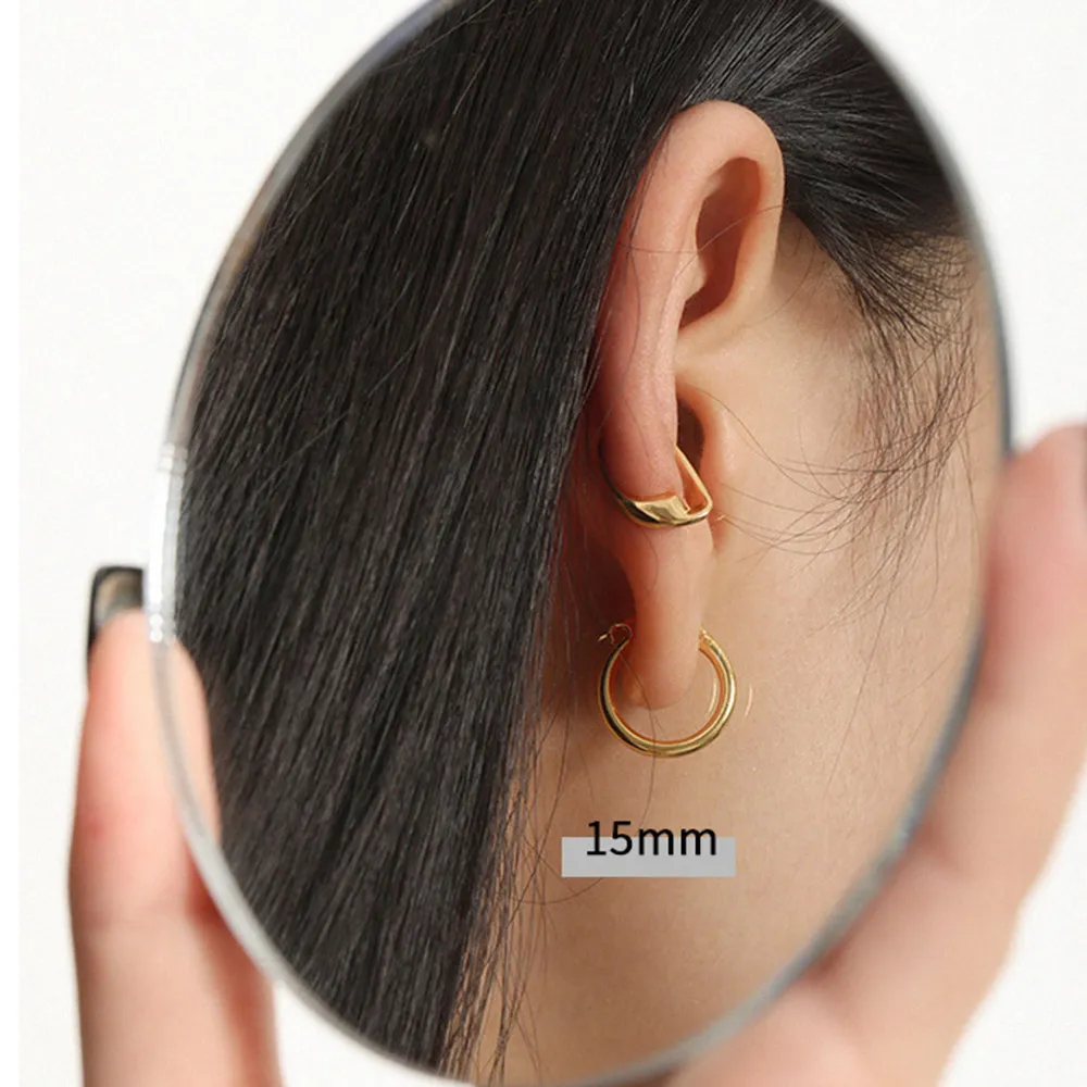 Large Stainless Steel Huggie Hoop Earrings For Women - Gold Color, 3.15 Inch Circle Hinged Hoops