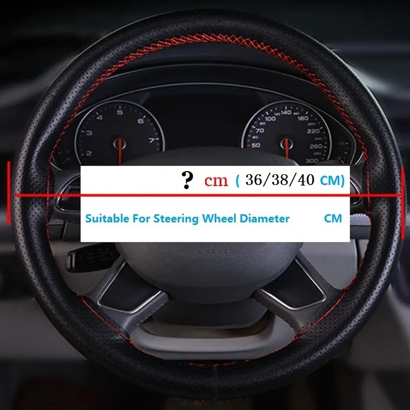 DIY Braid Car Steering Wheel Cover Genuine Leather Soft Steering Wheel Covers 38cm With Needles Thread