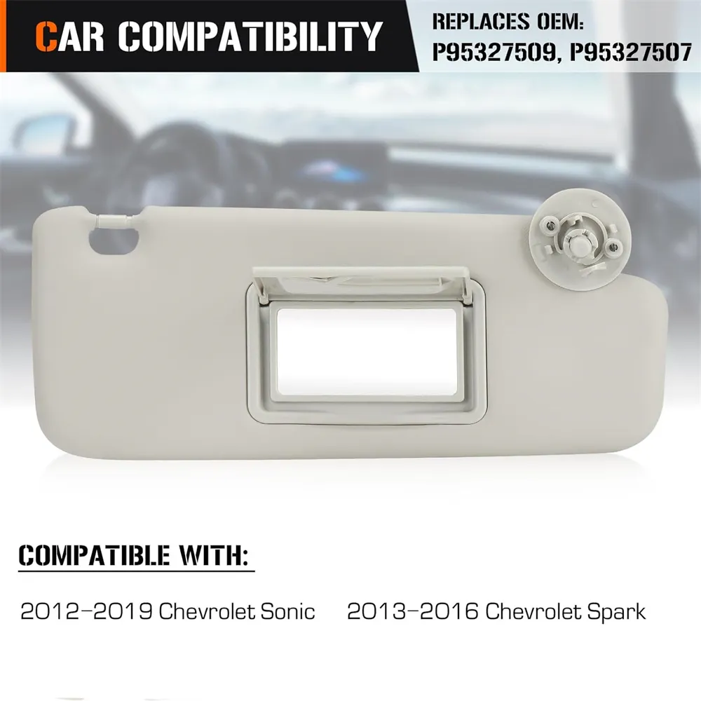 Sun Visor Fits For Chevy Sonic 20122020 Spark 20112022 Gray Replacement Brand 2m Plastic Gray Left
