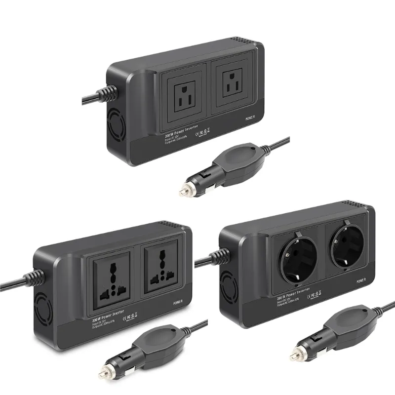 Tbest Inverter Auto 200W DC12V A AC220V - Convertitore Con USB 3.1A, Adattatore Accendisigari Universale - 2