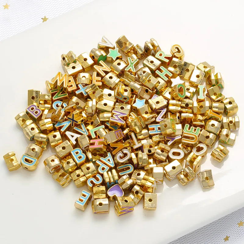 Save Big on Bulk Beads With Letters ZHUKOU Colors Letter Beads Brass  Enamel Beads Initials 26 Letters Spacer Bead For Women DIY Bracelet Jewelry 