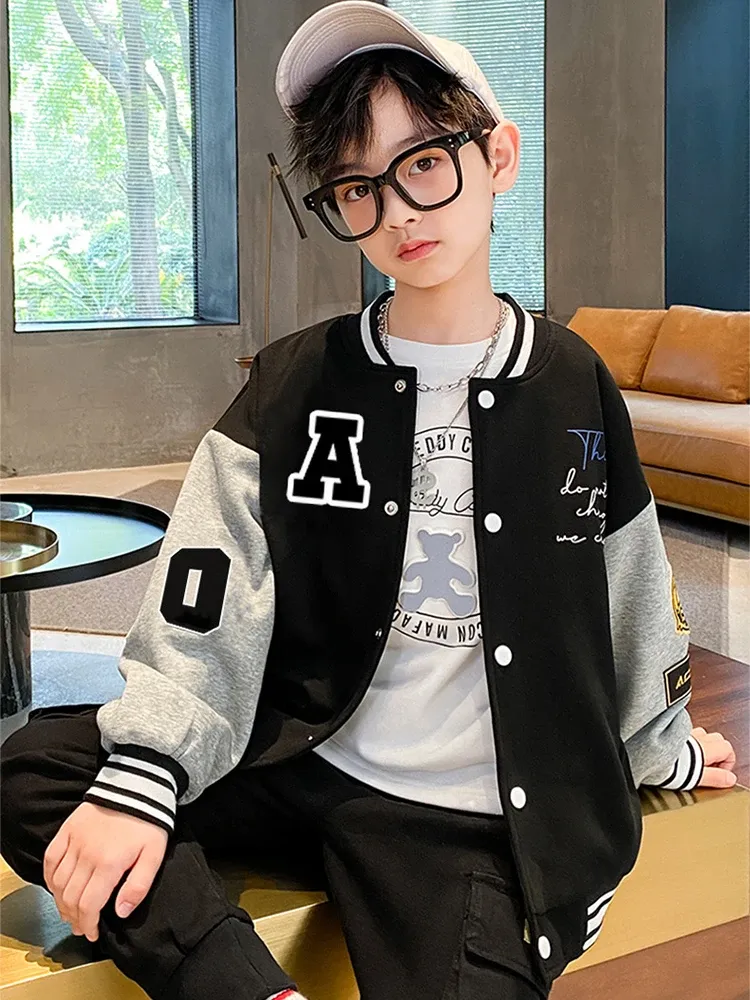 Letter Print Boys Bomber varsity jacket - Spring/Autumn