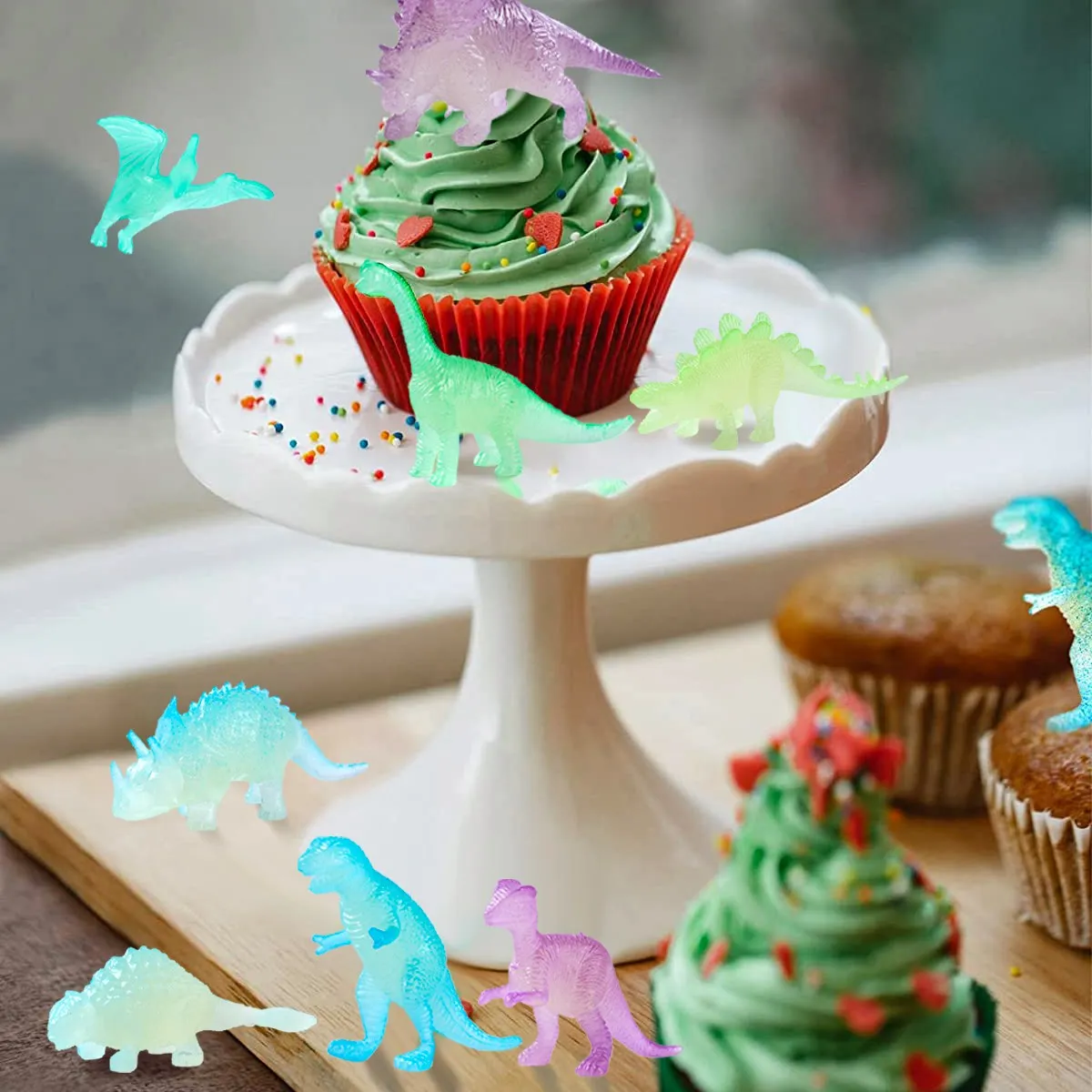 Finger Light POPOOO 24PCS Dinosaur Party Favors LED s:Glow In The Dark Light Up Toys Bulk For Kids Boys Girls,Dino Birthday Party Decorations Supplies, Party Goodie Bags, Classroom Prizes, Fun Gifts Prehistoric