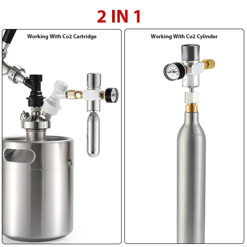 2 In 1 CO2 Charger with TR214 to 3/8-24UNF Adapter, 0-60 PSI Mini CO2 ...
