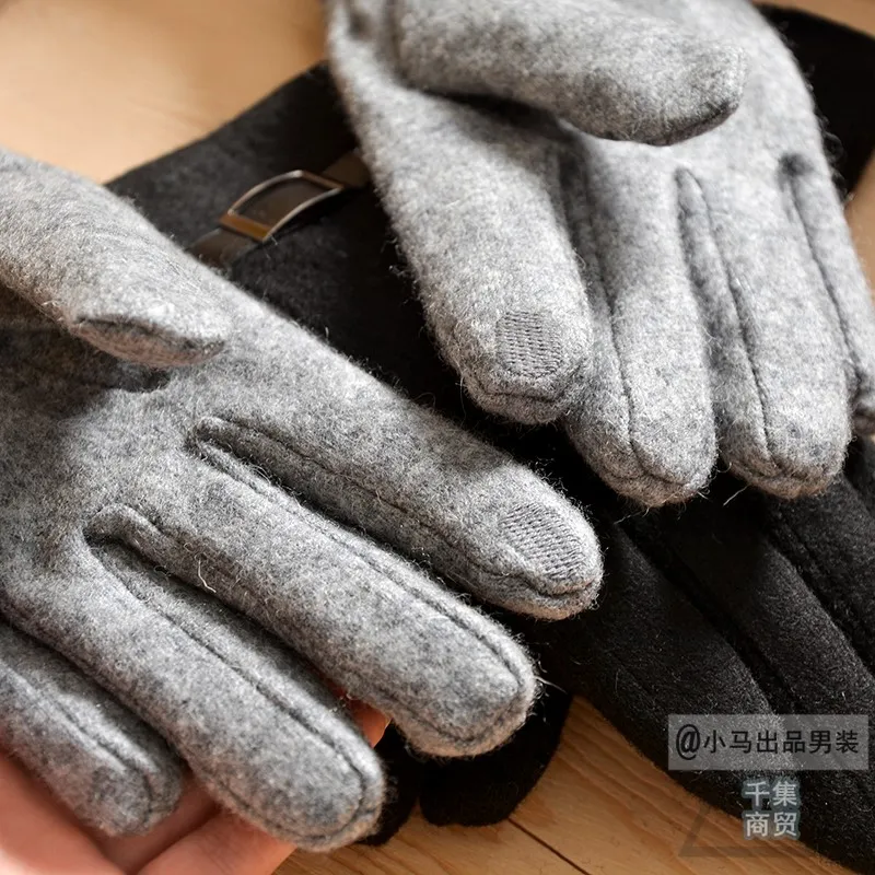 Mens Wool Driving Gloves With Touchscreen Warm Winter Gloves For