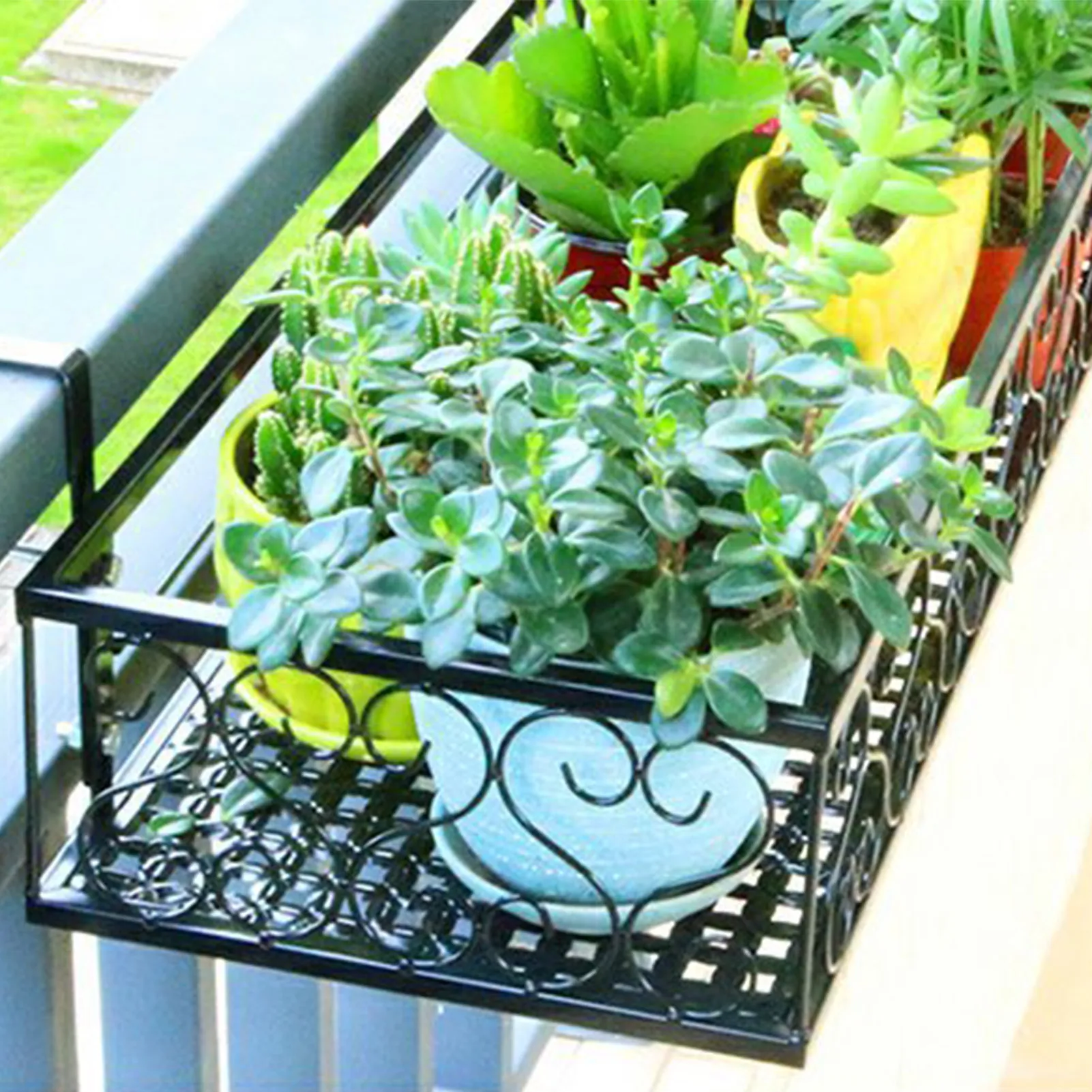 Iron Plant Holder Iron Balcony - 19.7x7.9x4.7in Hanging Plant Shelf For ...