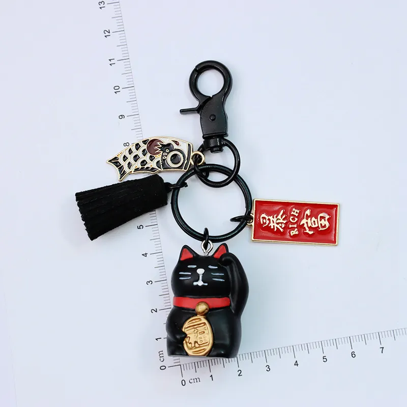 2023 Lucky Cat cute keychains with Chubby Resin Maneki Neko