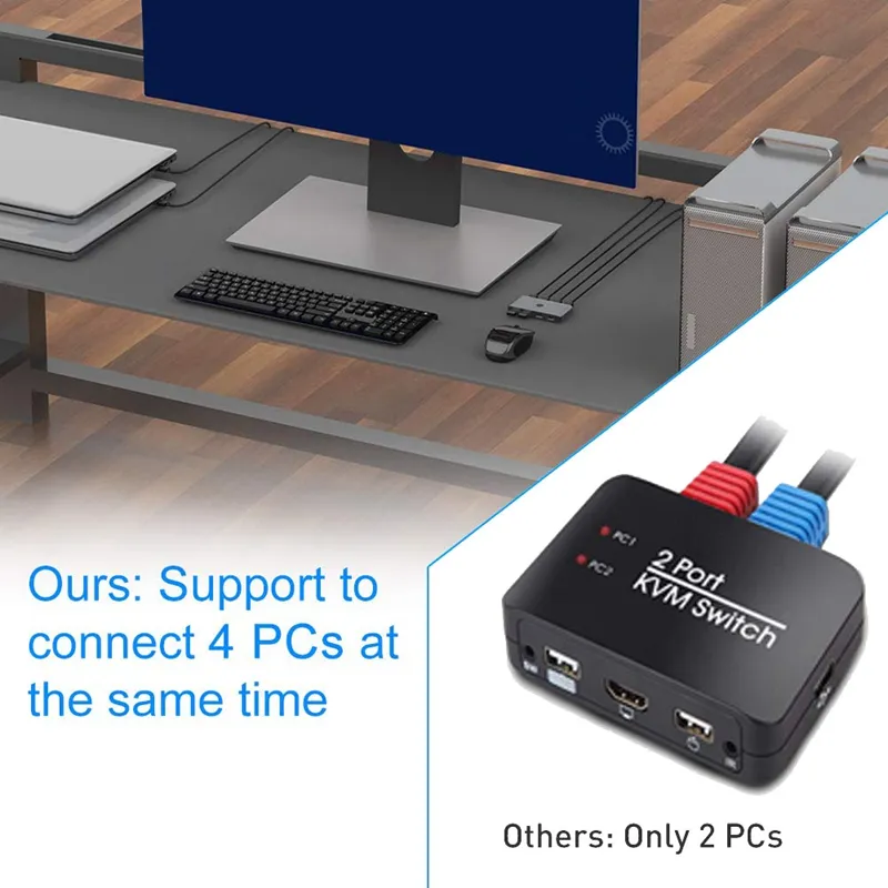 USB Computer Switch Selector For 4 Computers Sharing 4 USB Devices USB 2.0 Peripheral KVM Switcher Adapter