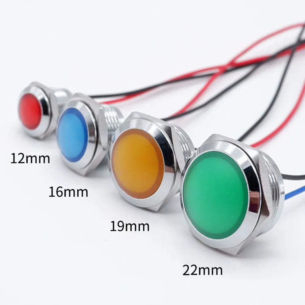 14mm LED Dash Panel Warning Pilot Light - Multi-Volt 12-36V, IP67 Waterproof - Choose Your Color