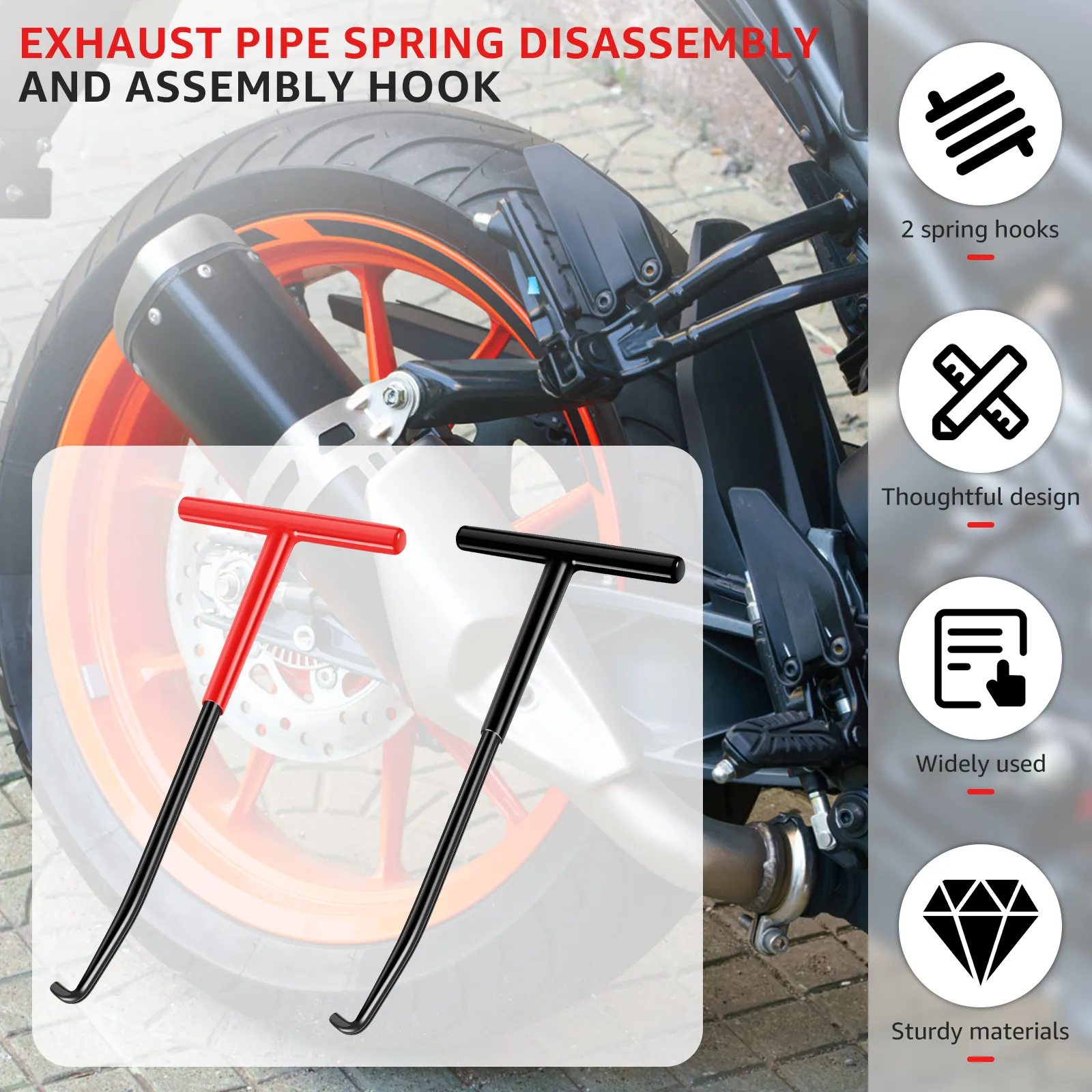 Motorcycle Exhaust Spring Hook, 2PCS T Shaped Handle Exhaust