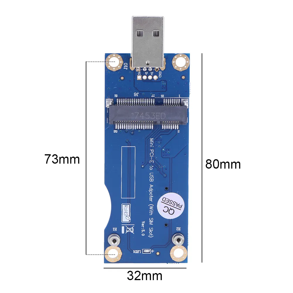 Pxyelec Mini adaptateur PCI-E vers USB avec fente pour carte SIM pour