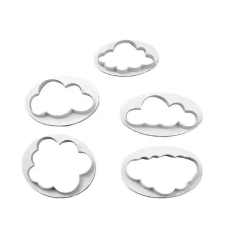 Palker Sky Set Di 5 Stampini Per Pasta Di Zucchero A Forma Di Nuvola, In Plastica Alimentare, Per Torte, Biscotti E Decorazioni - 2