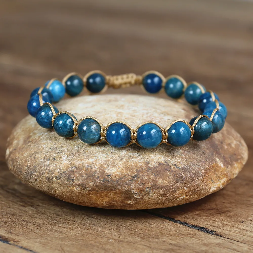 Apatite Circle Stone w/Braided Sides Apatite Circle Stone w/Braided Sides