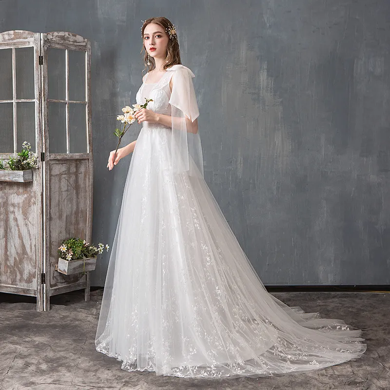 open lace back dress Exquisite Strapless Organza Wedding Dress with Removable Sleeves – HAREM's  Brides main image 1