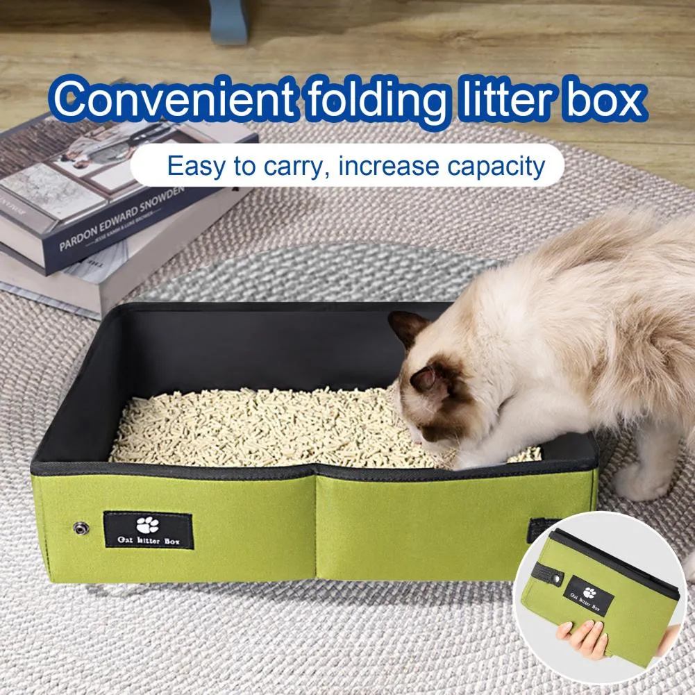 Easy-Clean Portable Cat Litter Box with Raised Fence for Small