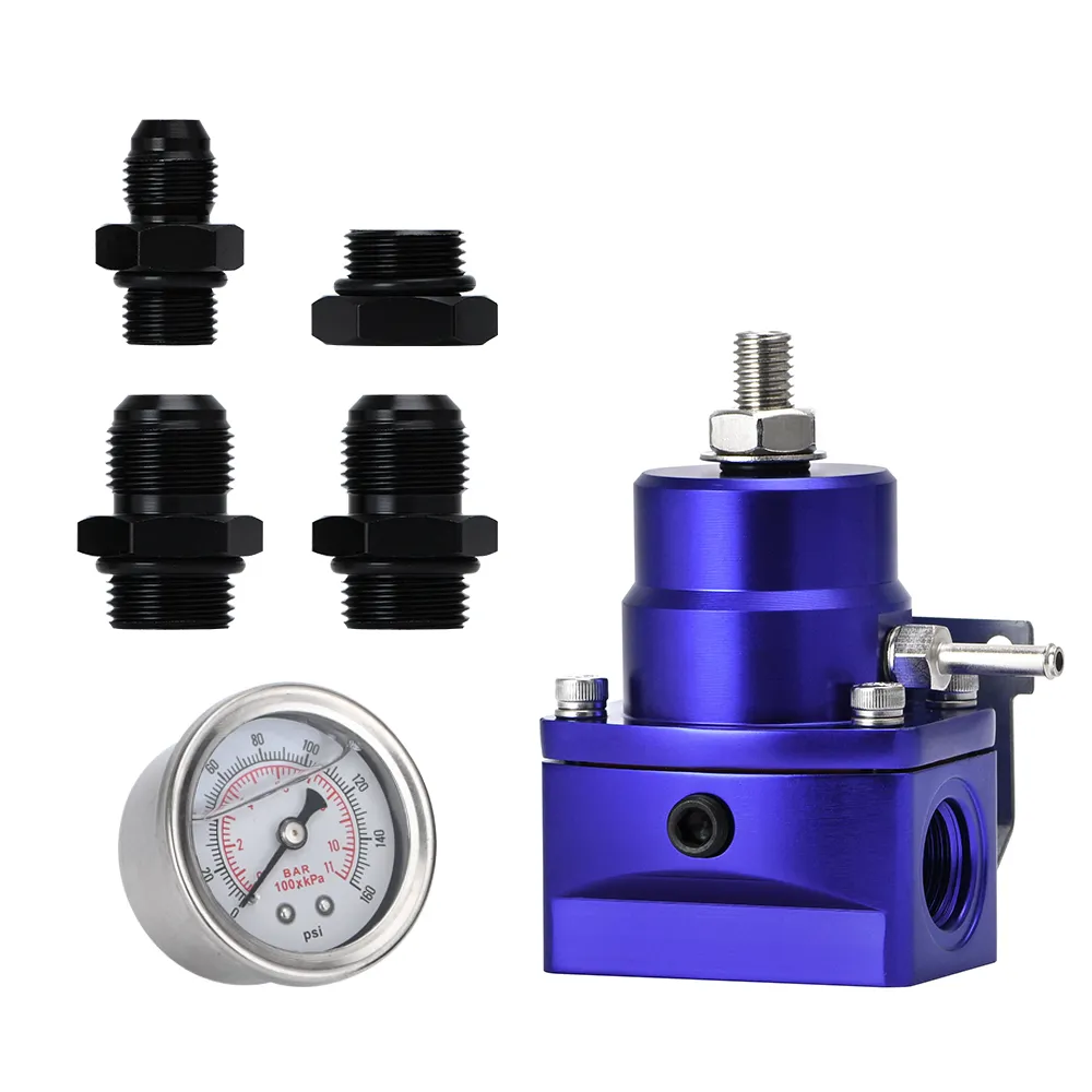 Black Adjustable EFI Fuel Pressure Regulator With Gauge - AN6 Ports, 3-70 PSI For Performance 2 thumbnail image