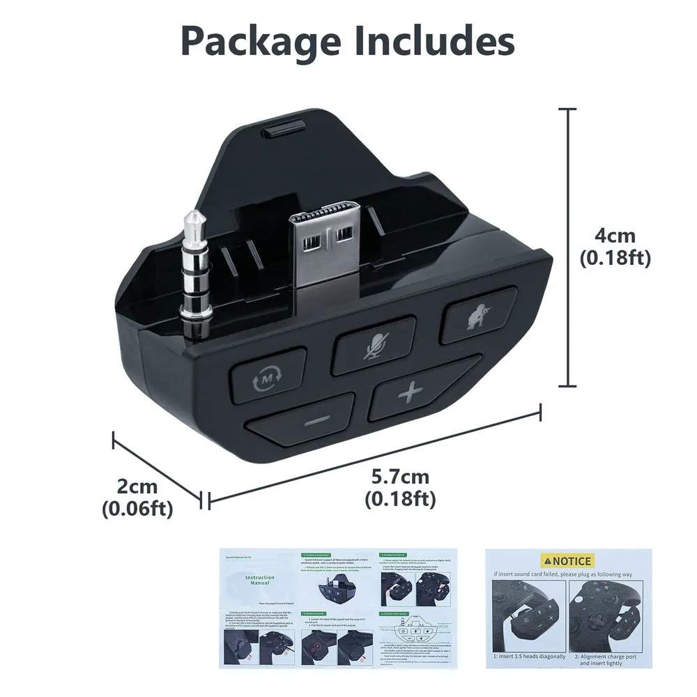 Stereo Headset Adapter For Gaming Controller Audio Enhancer With