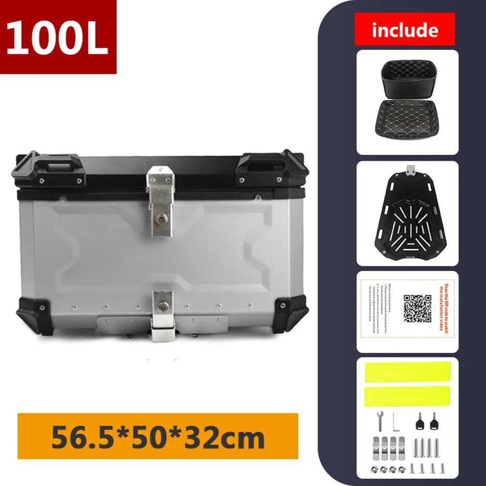 M① DHgate.com:100L Aluminum Alloy Motorcycle Tail Box