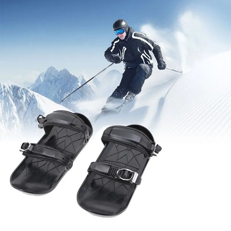 Mini Ski Skates Adjustable Snow Skis with Boots for Adults