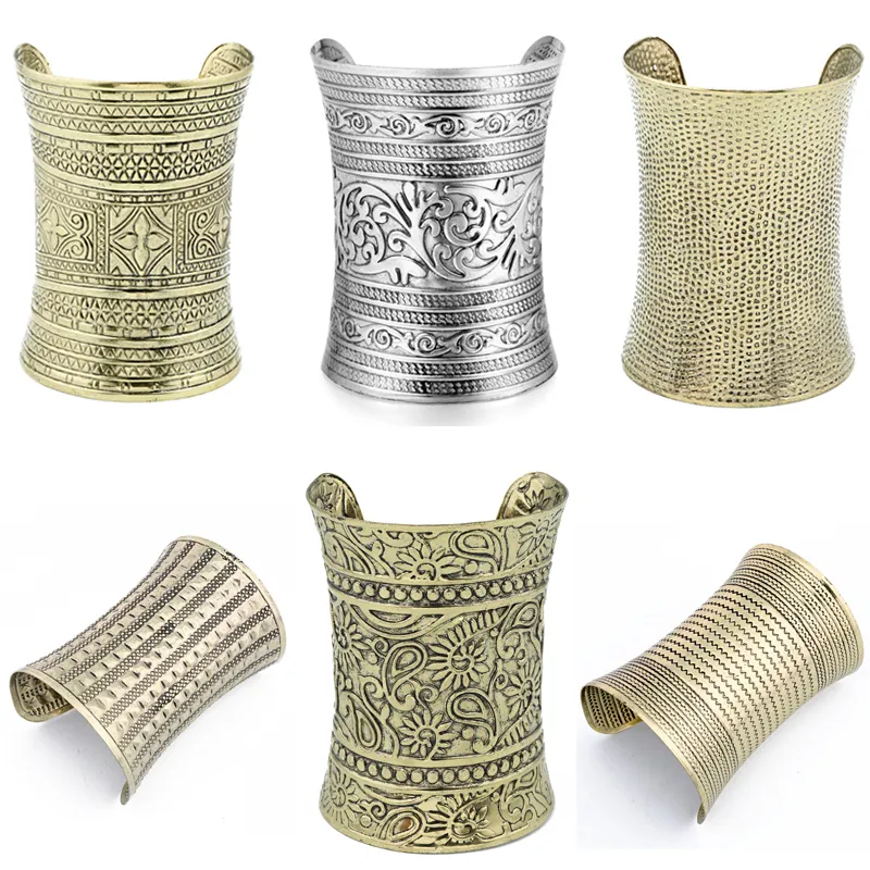 Save Big on Bulk Tribal Cuff Bracelets Wide Open Cuff Bracelet For Women  Vintage Tribe Boho Hyperbole Punk Bronze Carving Totem Arm Bangle Jewelry 