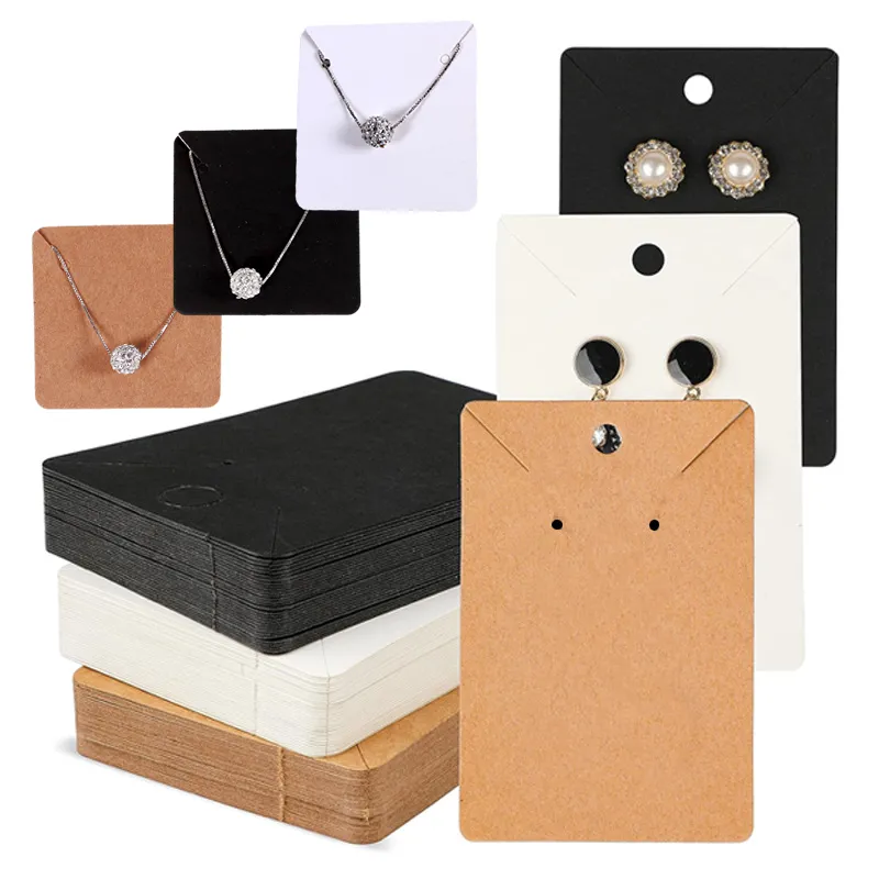 AKOAK 100 Pcs 2.5 X 3.5 Cm Brown Kraft Paper Earring Display Hang Cards Ear Studs Display Hang Tag~p114457416