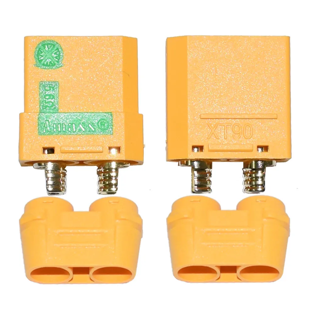 VUNIVERSUM 10 paia (20 pezzi) originali Amass XT90S XT90 Antiblitz ad alta corrente dorata, spina dorata a prova di polarità con cappucci di protezione, maschio 90A RC di Mr. Plug, Modellbau