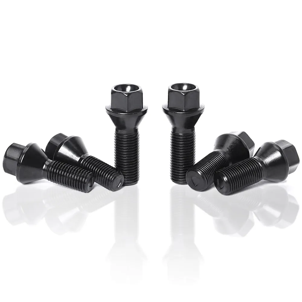 Kit 4+1 Boulons De Roue Antivol M14x1.5 Noir – Boulons Sécurité + Écrou De Blocage Avec Clé Pour VW Golf, Jetta, Audi