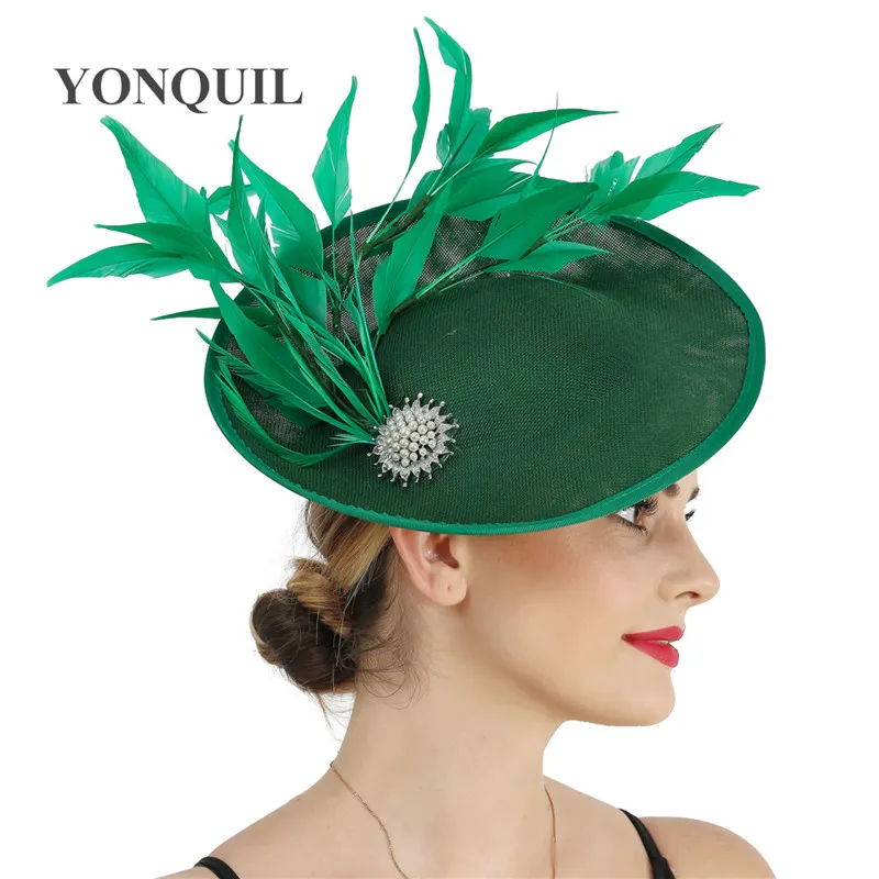 Green Big Fascinator Hat For Ladies Wedding Headwear Fancy  display picture 3