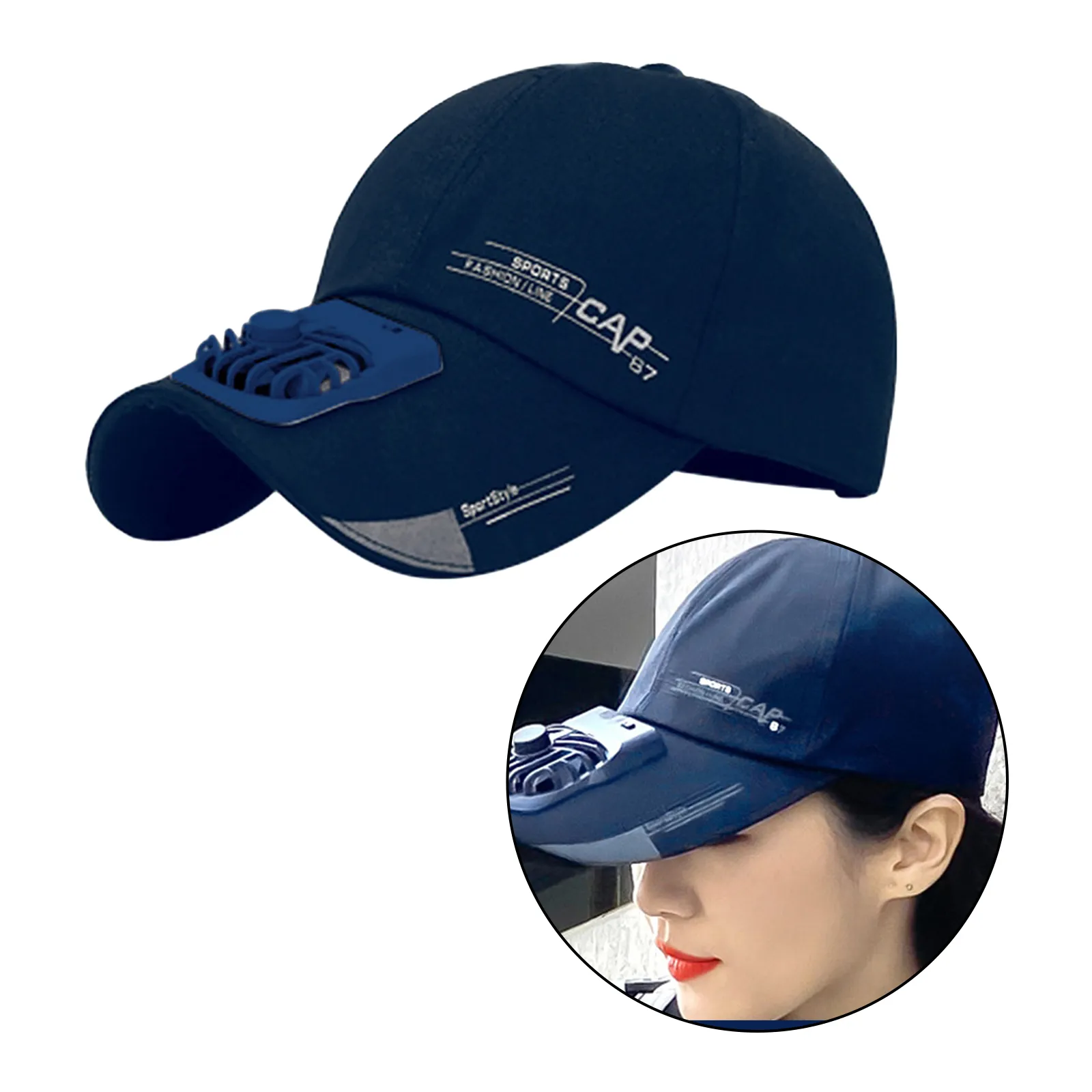 Unisex Summer Cooling Fan Baseball Cap with USB Charging and 2-Speed ...