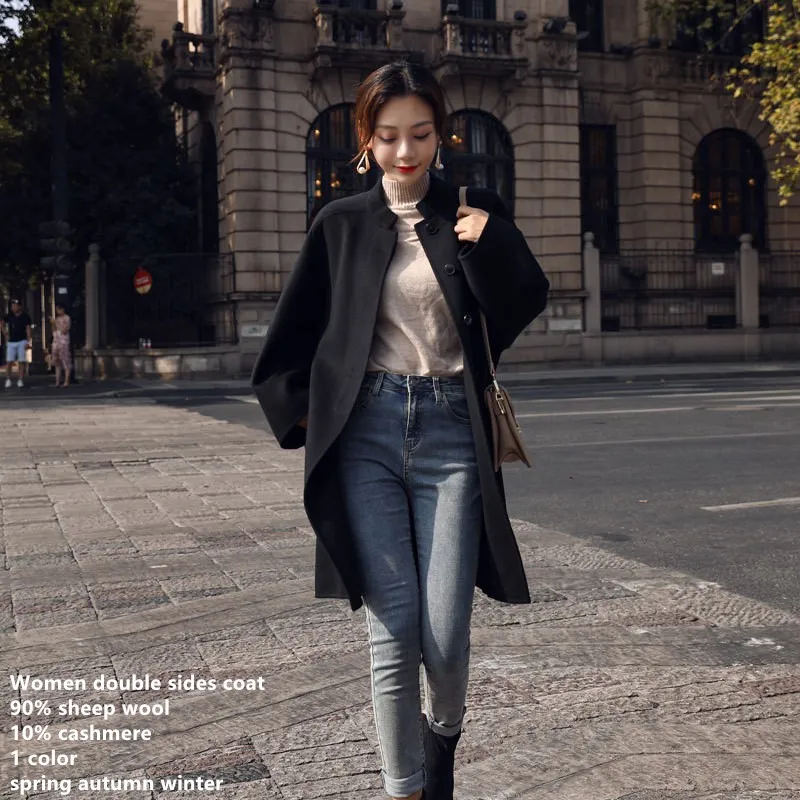 White Wool Cashmere Coat: Womens 90% Sheep Wool 10% Cashmere