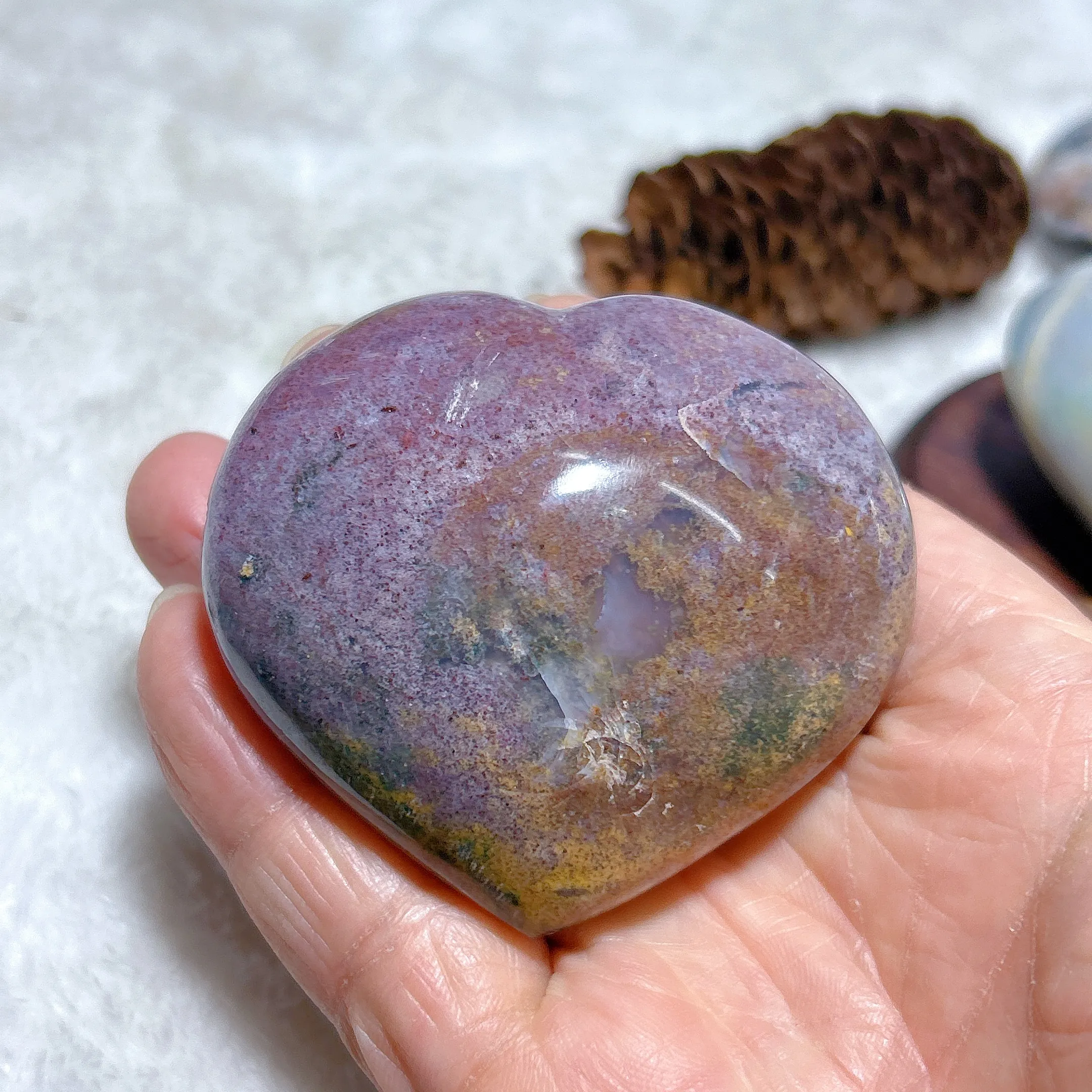 Healing Ocean Jasper Heart Gemstone: Polished Natural Crystal For