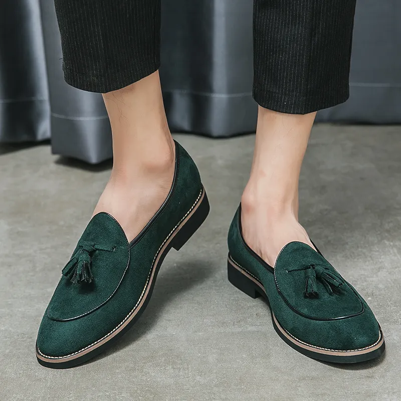 Bulk Mens Suede Tassel Loafers Handmade Italian Nubuck  display picture 1