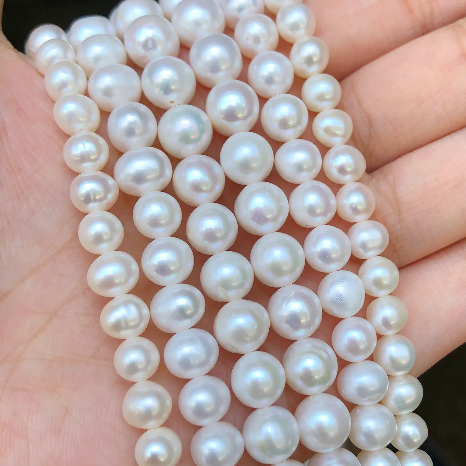 thumbnail image 2 of GEM-inside 7-8mm Freshwater Pearl Rondelle Beads – Loose DIY Strand – Jewelry Making 2 of 5