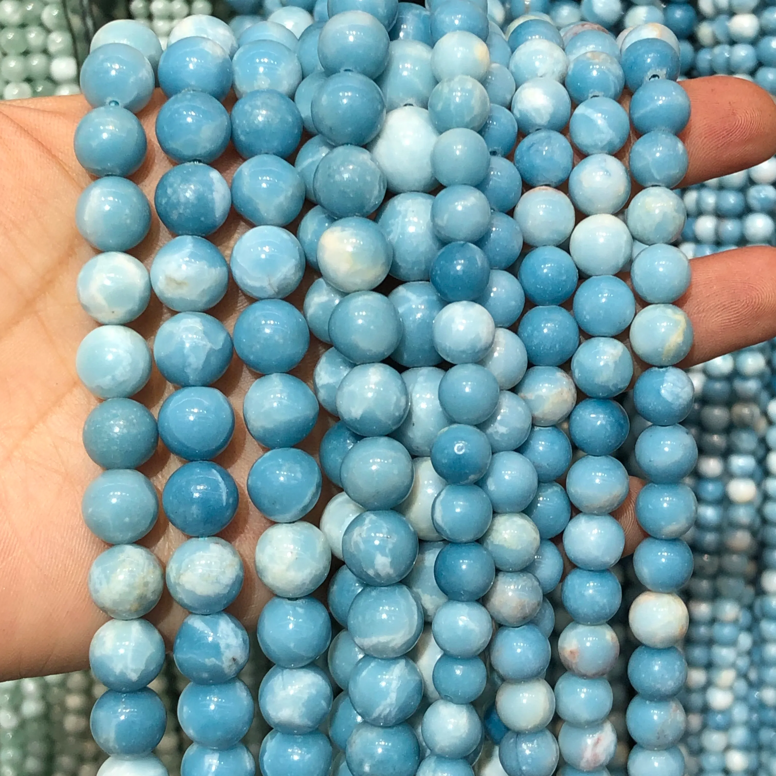 Natural Gemstone Beads Wholesale: Sky Blue Round Stone Beads For