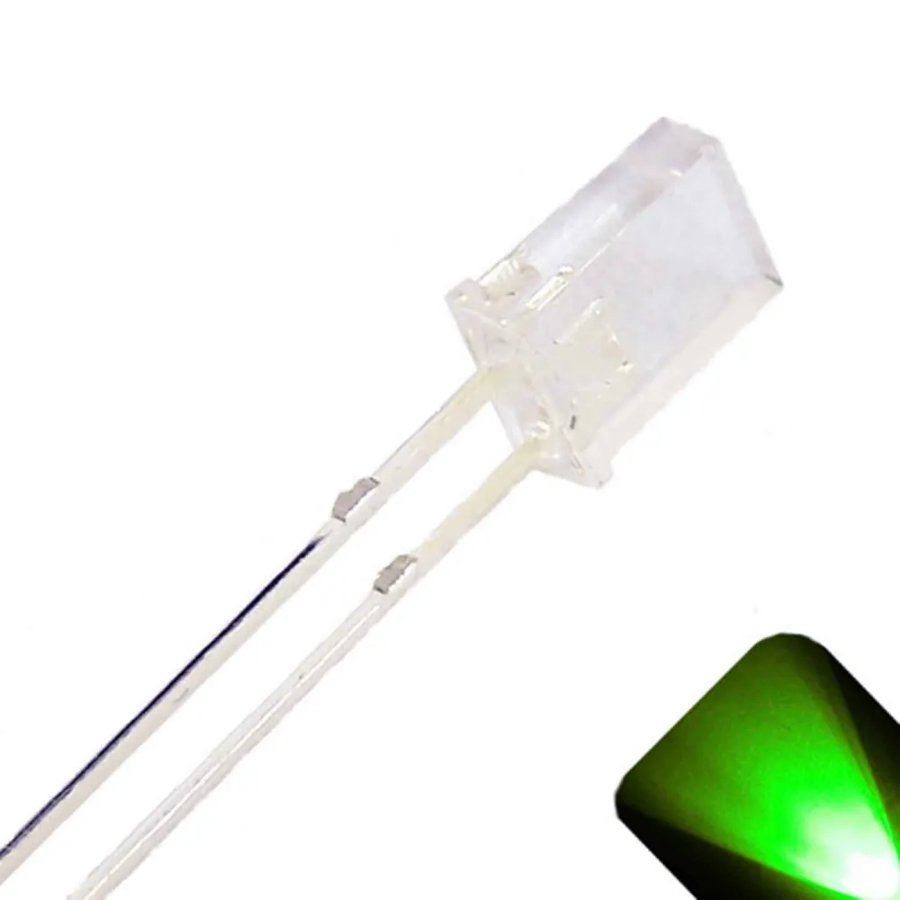 100 Yellow LED Dode Lghts 2x3x4 Mm Square Rectangle Clear Transparent DC 2V