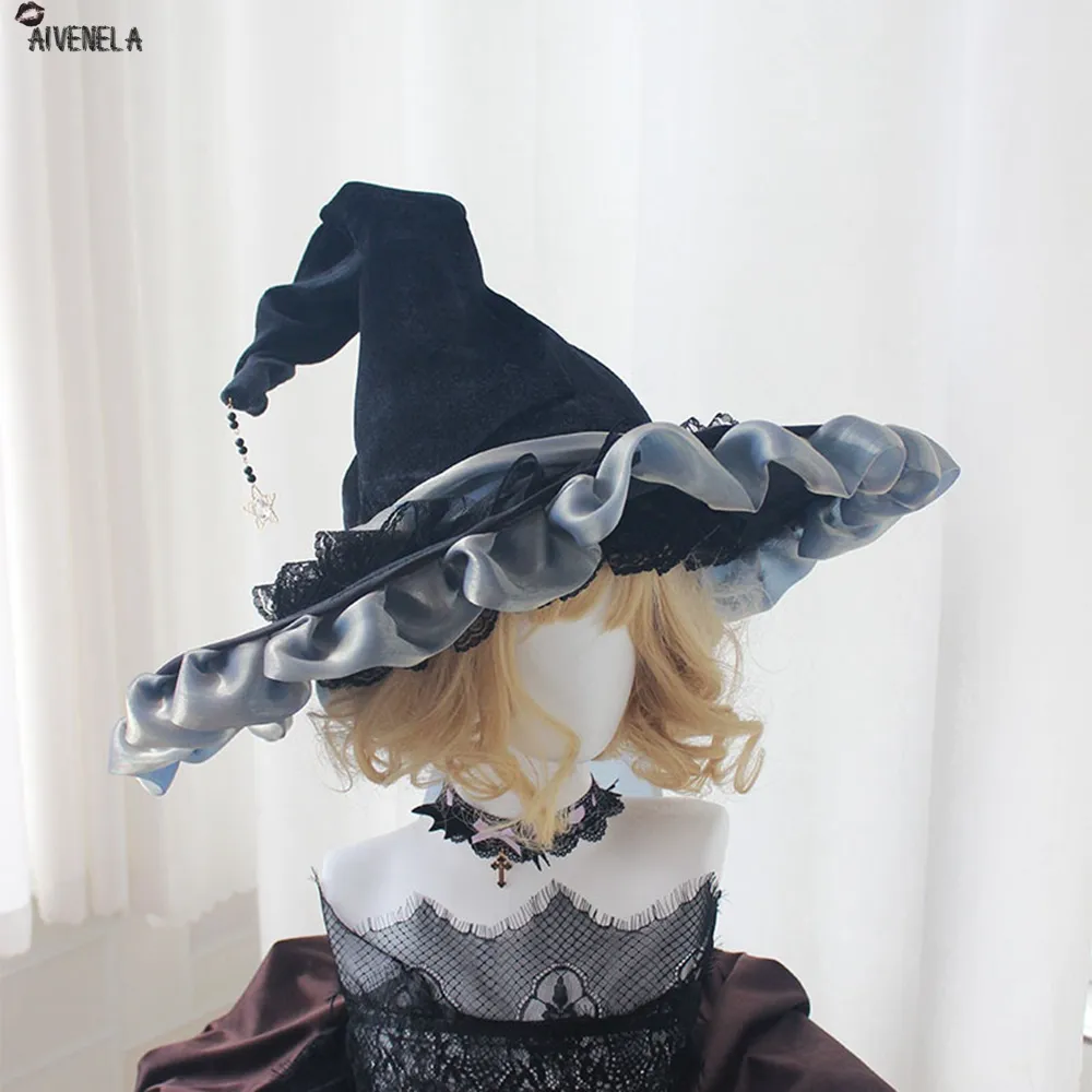 Ruffle Brim Lolita Witch Hat - Gothic Halloween Cosplay
