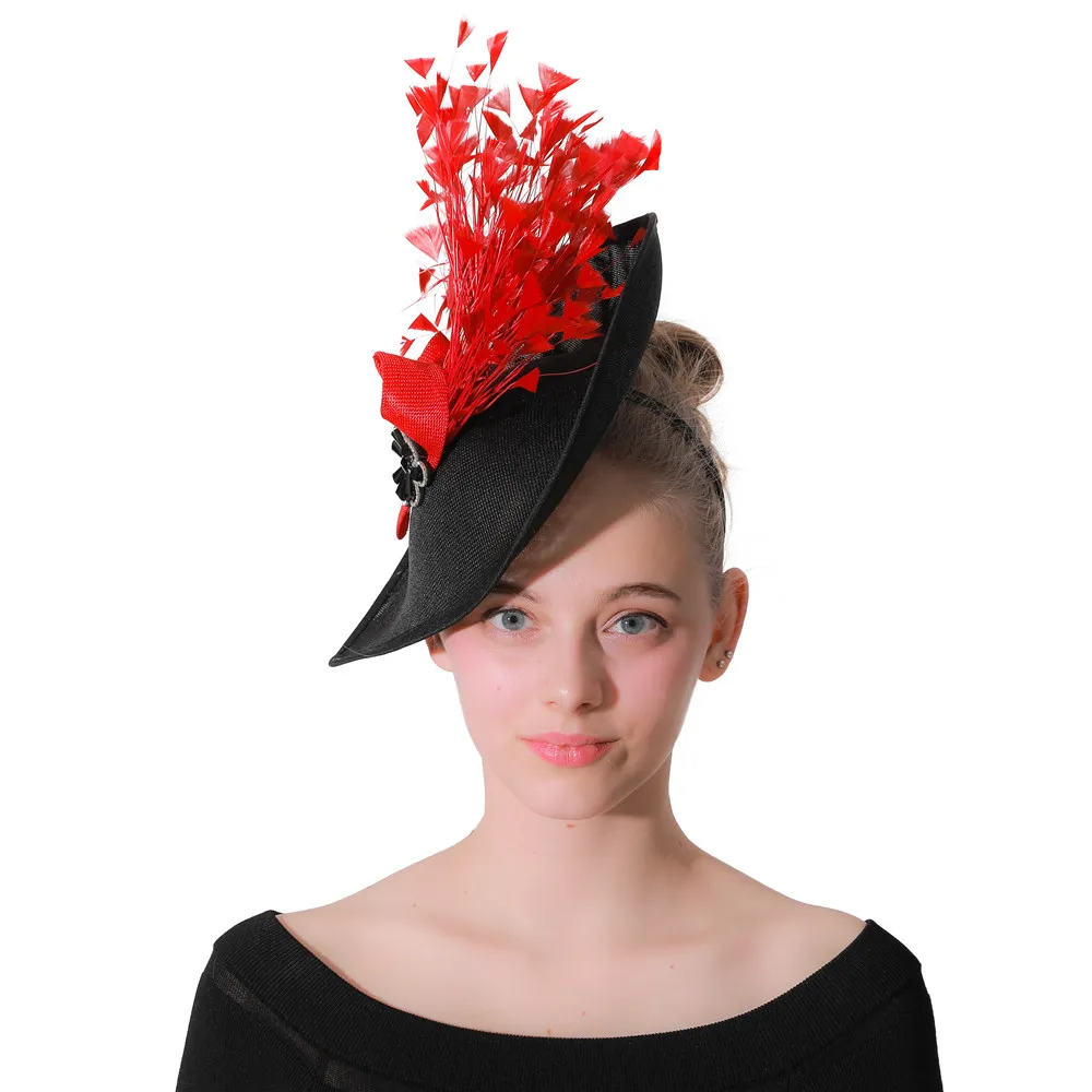 Elegant Red Feathered Women\'s Hat Women main image 4