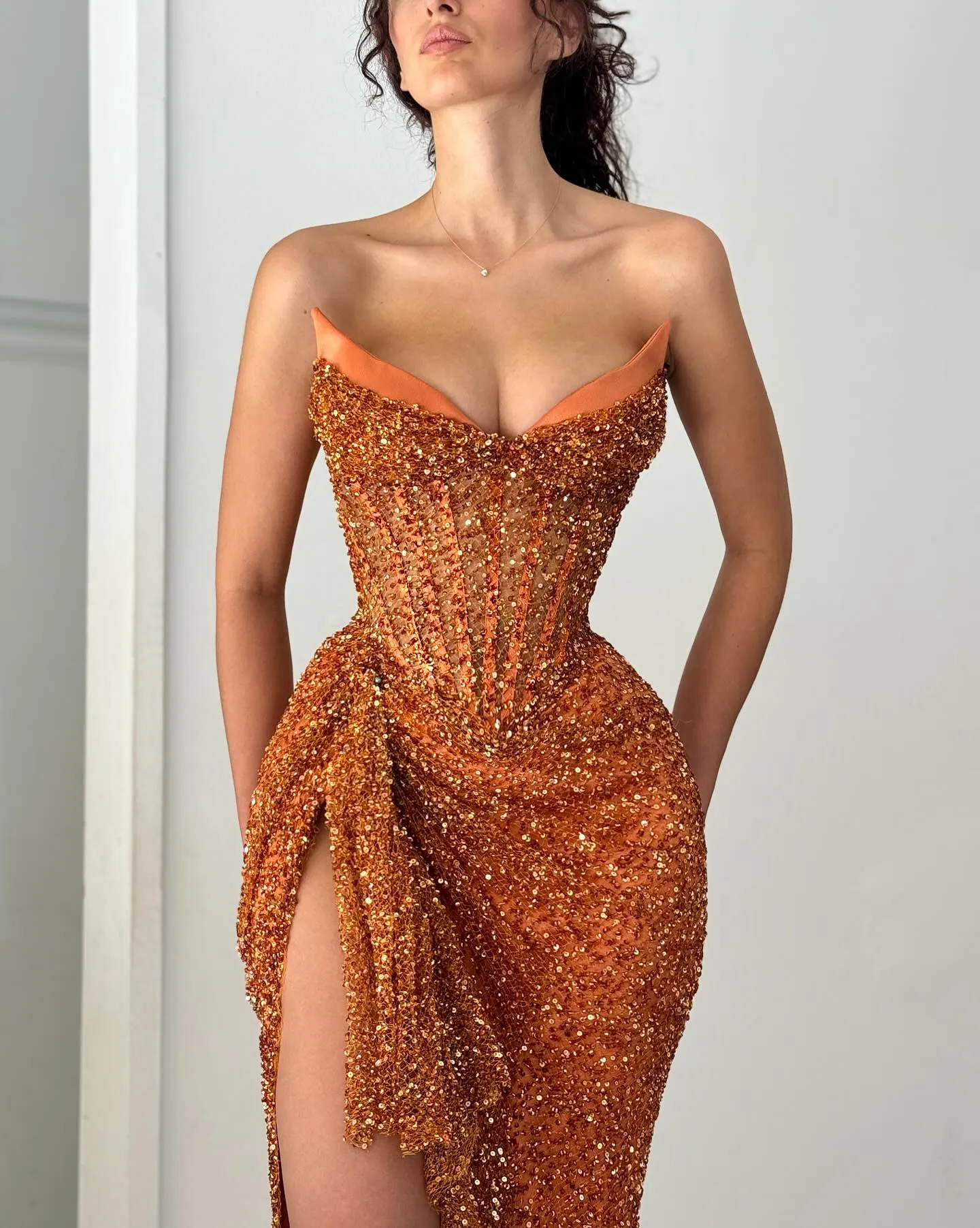 orange sequin mermaid prom dress orange sequin mermaid prom dress Portia and Scarlett PS23519