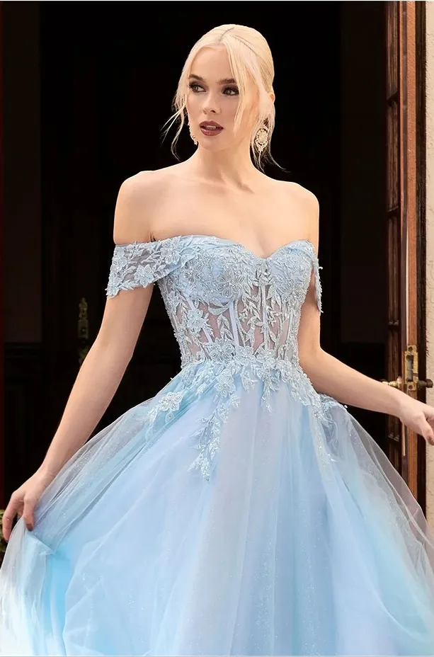 women's light blue off the shoulder dress Steel Confidence Off-Shoulder Mini Dress main image 1