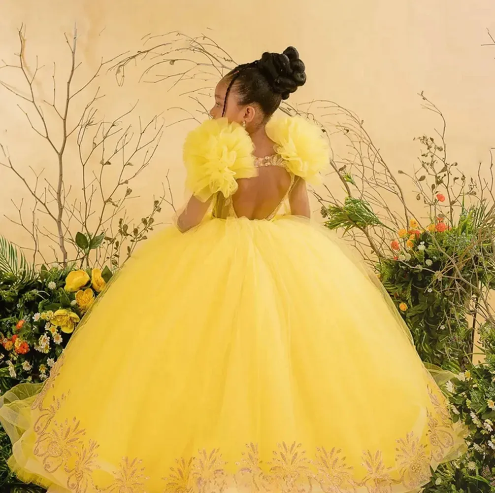Baby yellow wedding dress sales