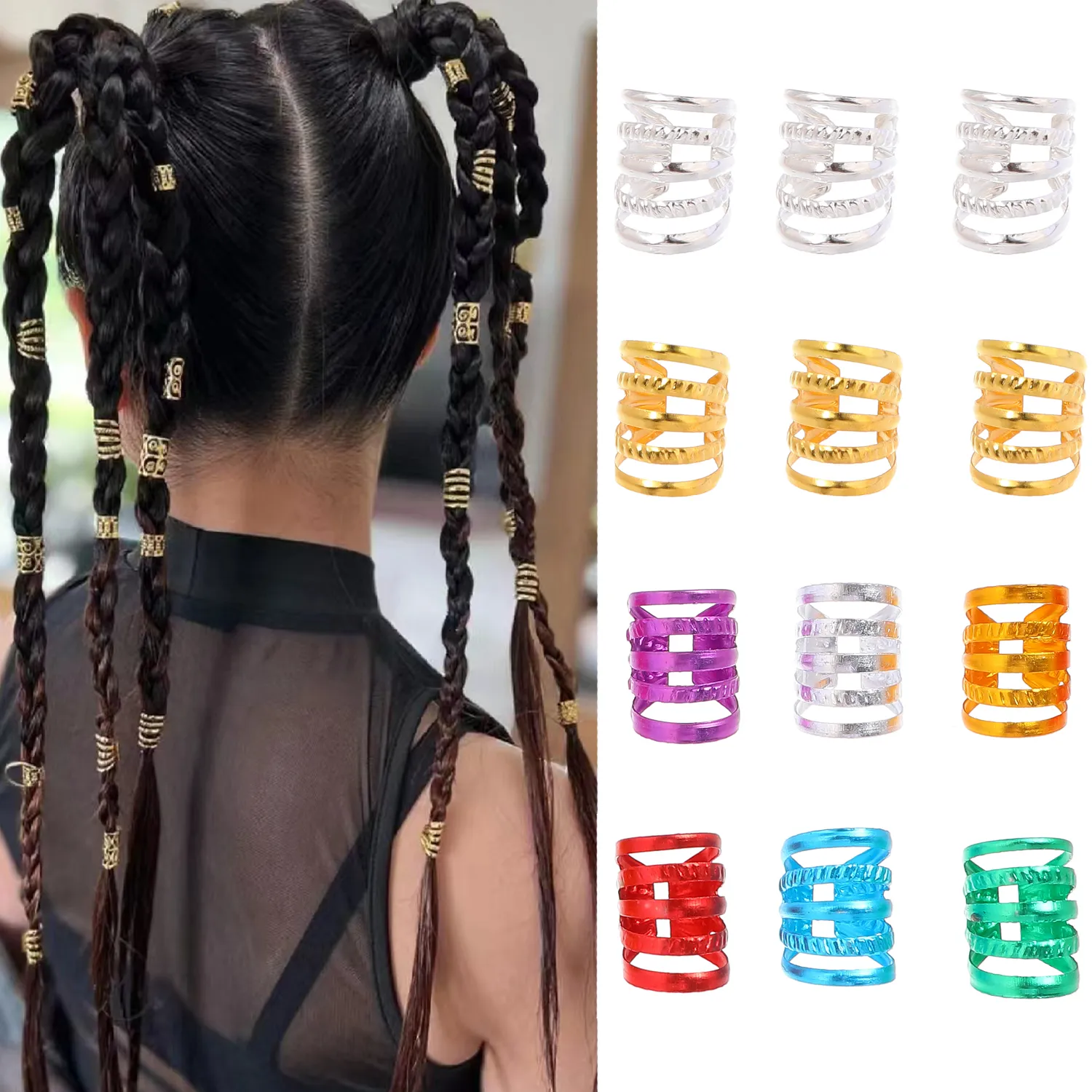 Hair Jewelry Metal Hair Clips For Dreads 40pcs Alloy Hair Cuffs