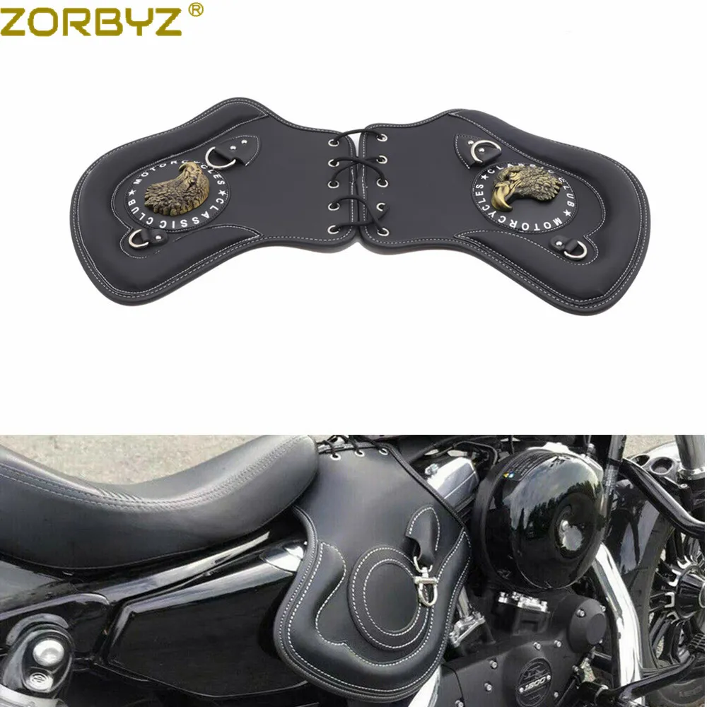 Universal Black PU Leather Heat Shield Saddle Deflector For Harley Sportster & Suzuki Cruisers