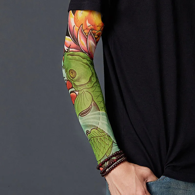 Ice Silk Tattoo Arm Sleeves | UV Sun Protection Outdoor Sports Arm ...