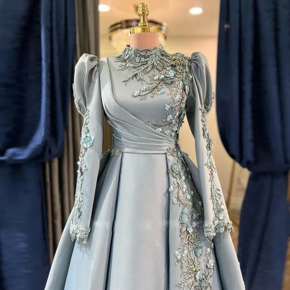 muslim engagement dress Luxury Muslim Evening Gown Beading embellishment Women Formal Prom Gow –  Siaoryne