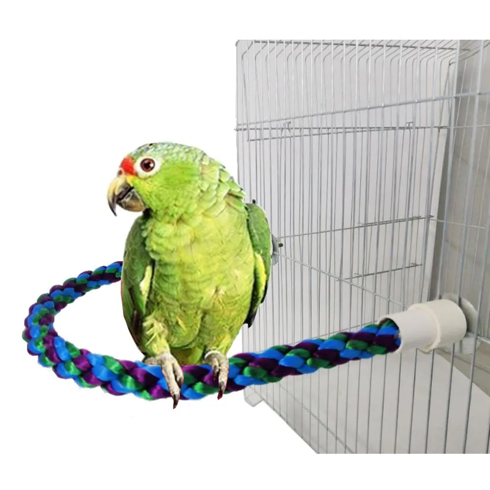 Braided Bird Chew Rope Perch Flexible Parrot Stand Training