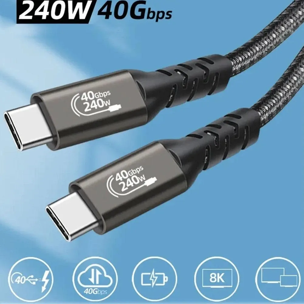 USB4 240W Cable Compatible Thunderbolt 4/3 40Gbps USB C 8K Video Full Feature Type C Cable for M1 Macbook Pro Hard Disk USB 4.0