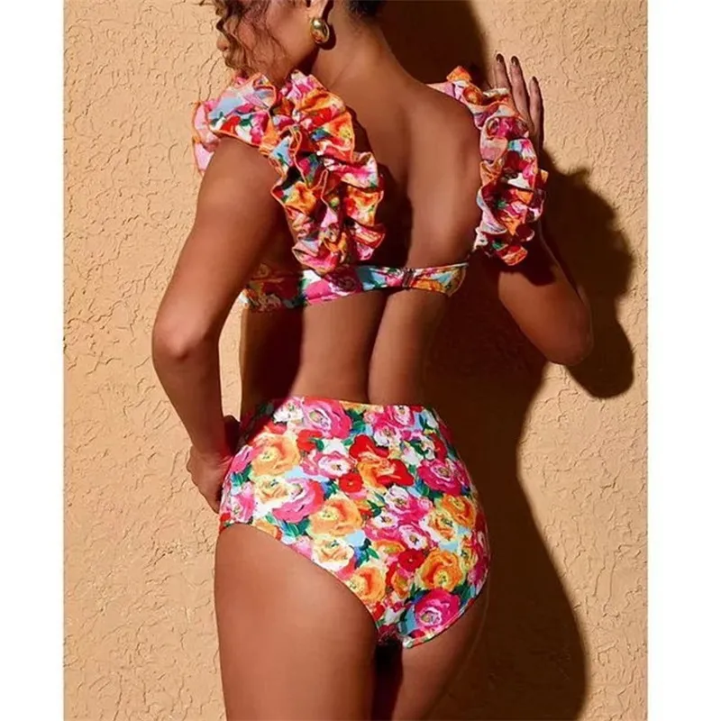 women's ruffle top bathing suit