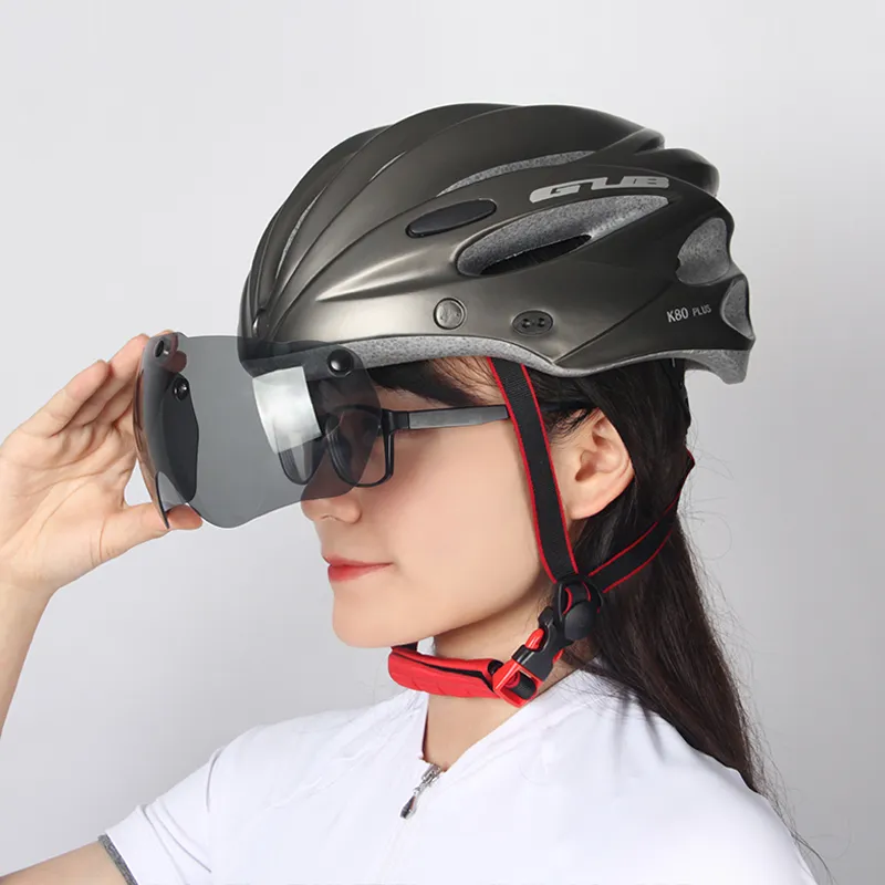 bike helmet with detachable magnetic visor shield goggles ROCKBROS Lightweight Cycling Removable Sun Visor, Black not only can protect eyes from sunlight Vakole Integrally Molded Bicycle Helmet